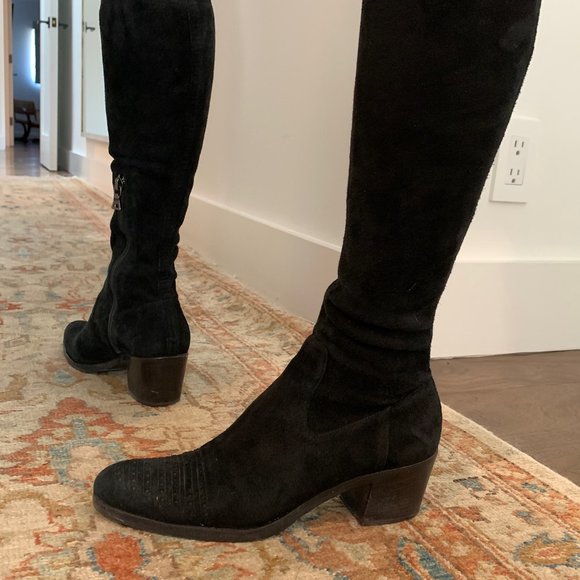 Prada black suede leather western boots - Picture 3 of 9